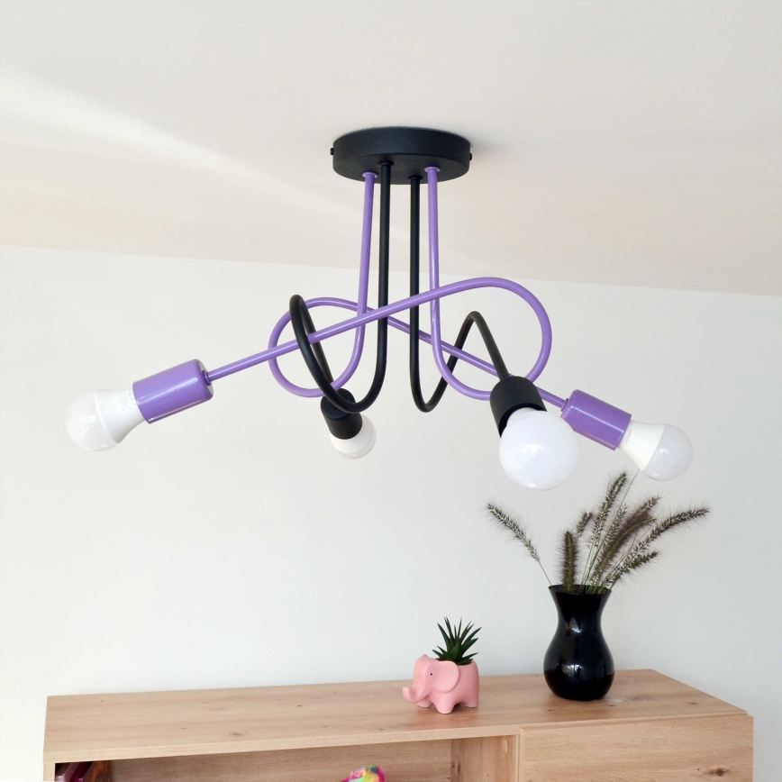 Nadgradni luster OXFORD 4xE27/15W/230V crno/ljubičasta