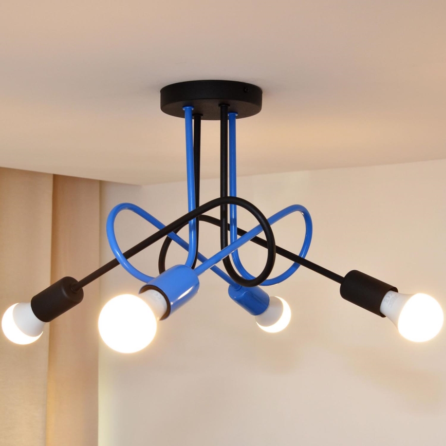 Nadgradni luster OXFORD 4xE27/15W/230V crno/plava