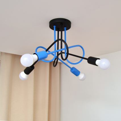Nadgradni luster OXFORD 4xE27/15W/230V crno/plava