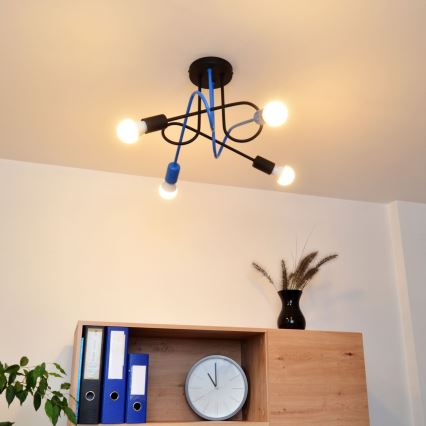 Nadgradni luster OXFORD 4xE27/15W/230V crno/plava