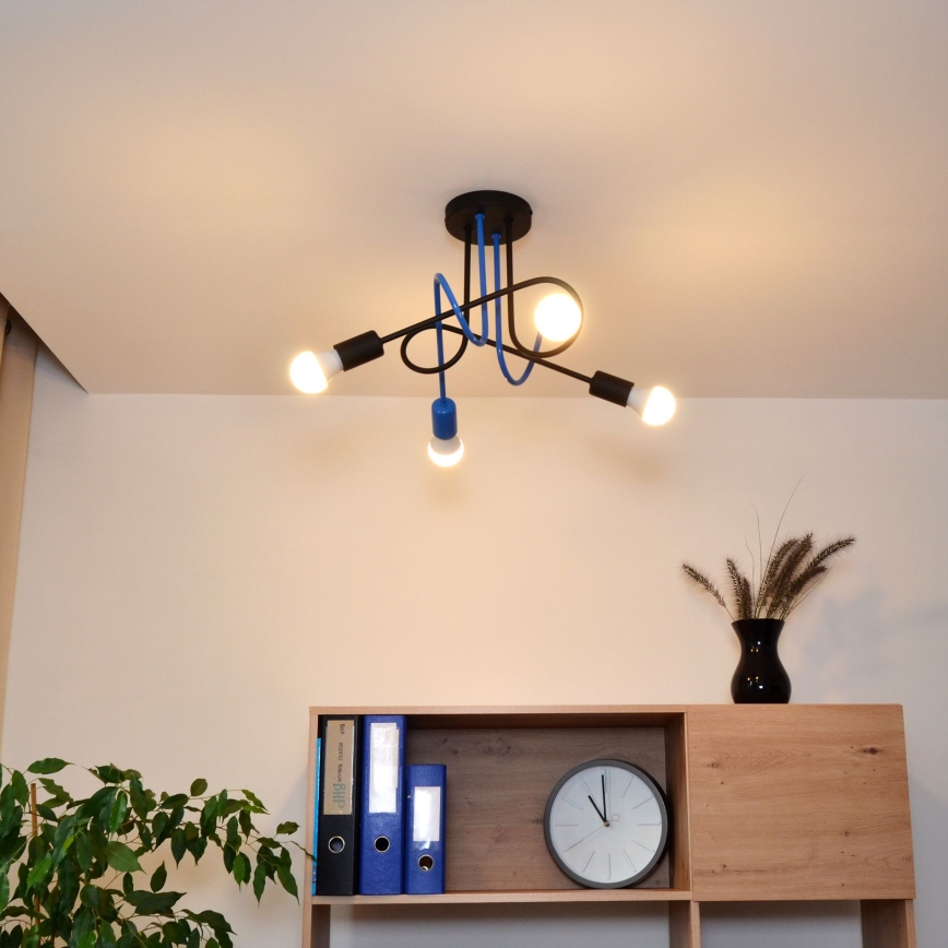 Nadgradni luster OXFORD 4xE27/15W/230V crno/plava