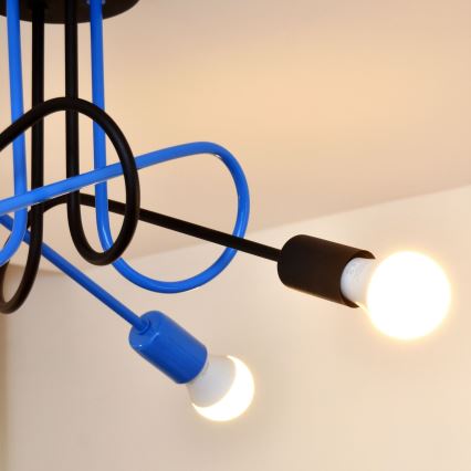 Nadgradni luster OXFORD 4xE27/15W/230V crno/plava