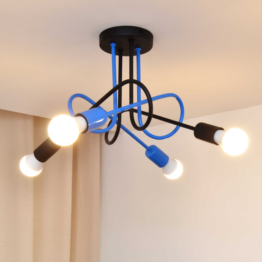 Nadgradni luster OXFORD 4xE27/15W/230V crno/plava