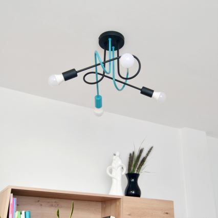 Nadgradni luster OXFORD 4xE27/15W/230V crno/tirkizna