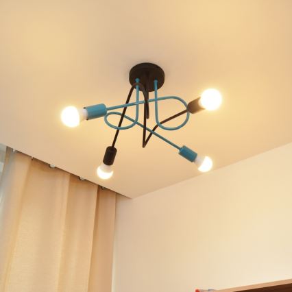 Nadgradni luster OXFORD 4xE27/15W/230V crno/tirkizna
