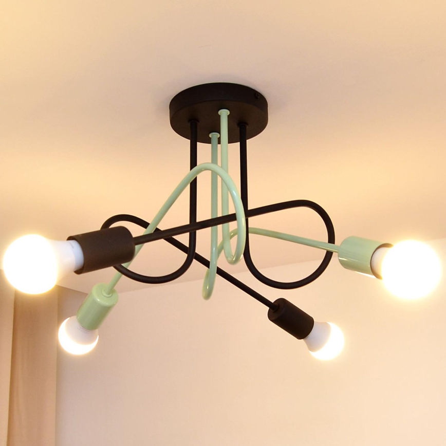 Nadgradni luster OXFORD 4xE27/15W/230V crno/zelena