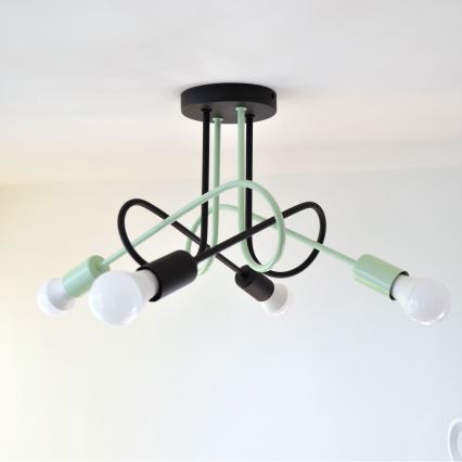 Nadgradni luster OXFORD 4xE27/15W/230V crno/zelena