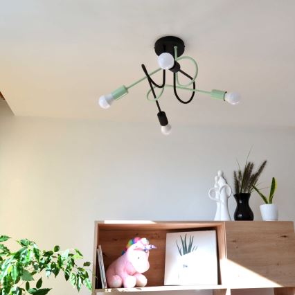 Nadgradni luster OXFORD 4xE27/15W/230V crno/zelena