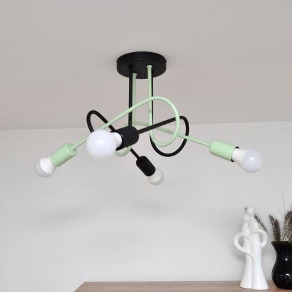 Nadgradni luster OXFORD 4xE27/15W/230V crno/zelena