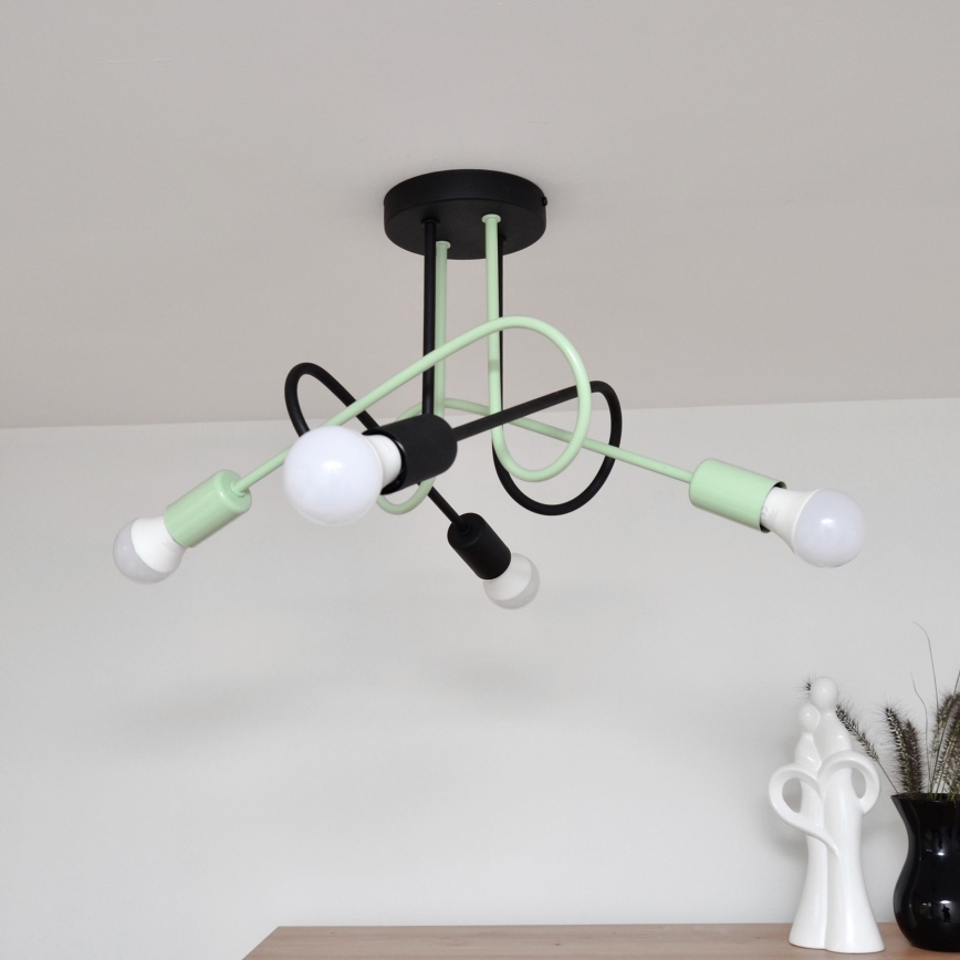 Nadgradni luster OXFORD 4xE27/15W/230V crno/zelena