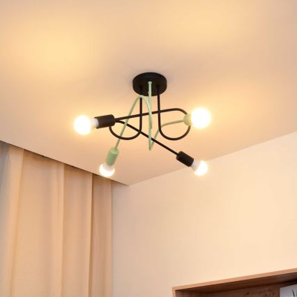 Nadgradni luster OXFORD 4xE27/15W/230V crno/zelena