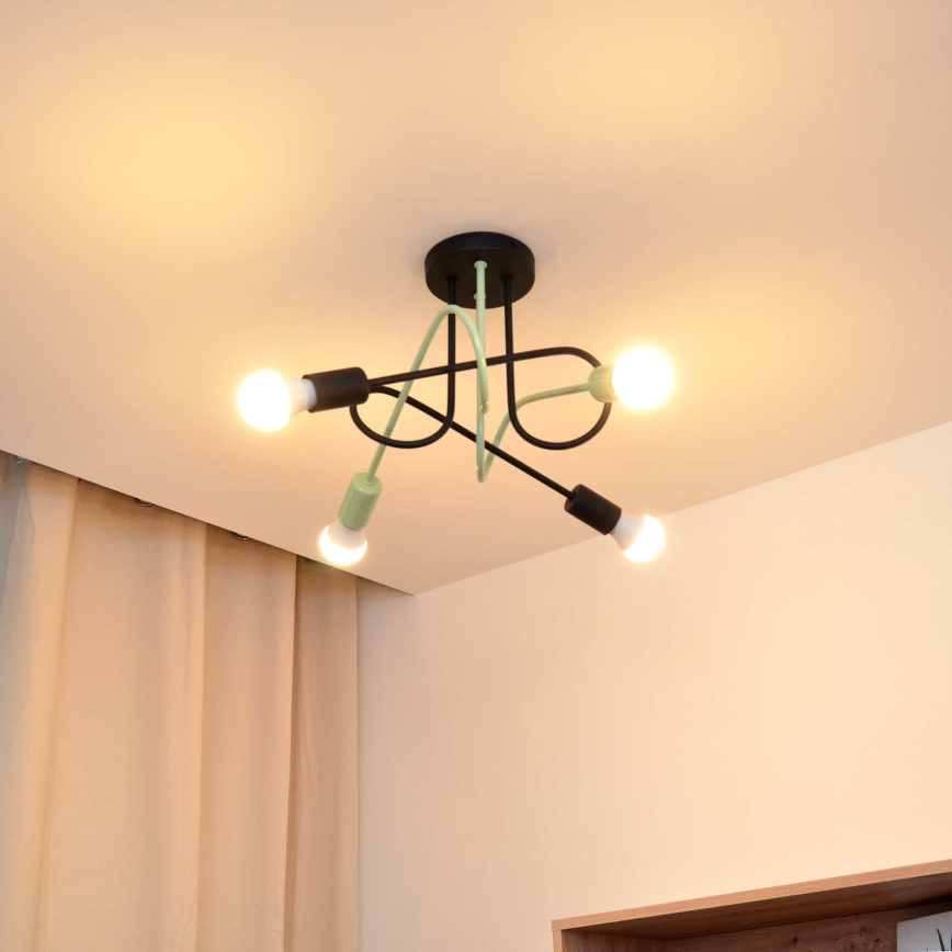 Nadgradni luster OXFORD 4xE27/15W/230V crno/zelena