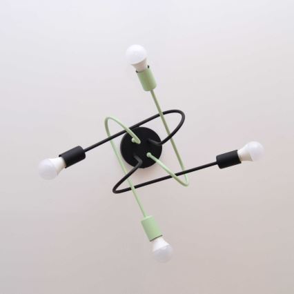 Nadgradni luster OXFORD 4xE27/15W/230V crno/zelena