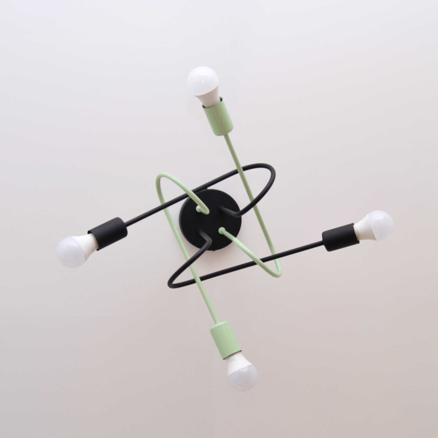 Nadgradni luster OXFORD 4xE27/15W/230V crno/zelena