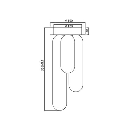 Nadgradni luster PAX 3xG9/9W/230V crno