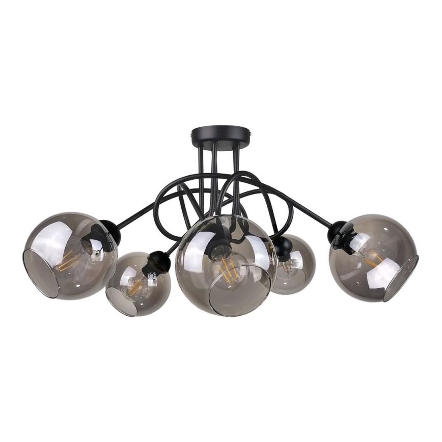 Nadgradni luster RIN 5xE27/60W/230V crno/dimno