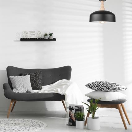 Nadgradni luster RINA 1xE27/15W/230V crno/bukva