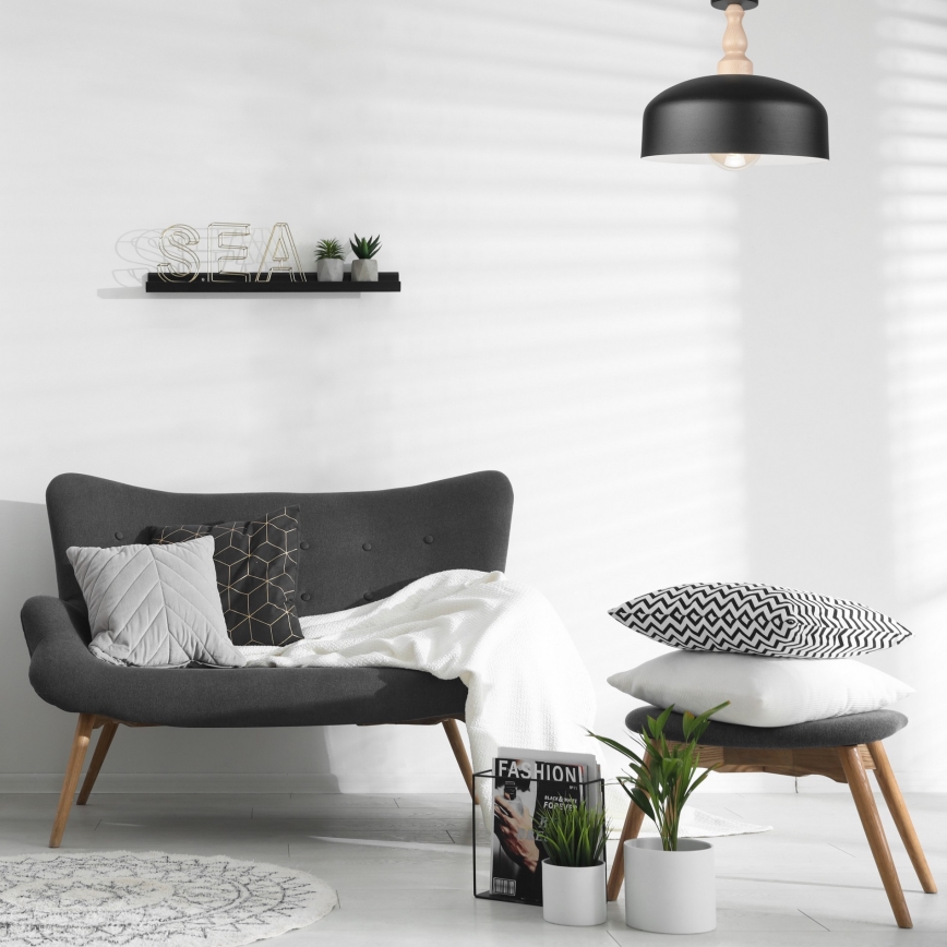 Nadgradni luster RINA 1xE27/15W/230V crno/bukva