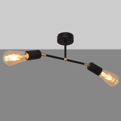 Nadgradni luster ROSETTE 2xE27/15W/230V crno/zlatna