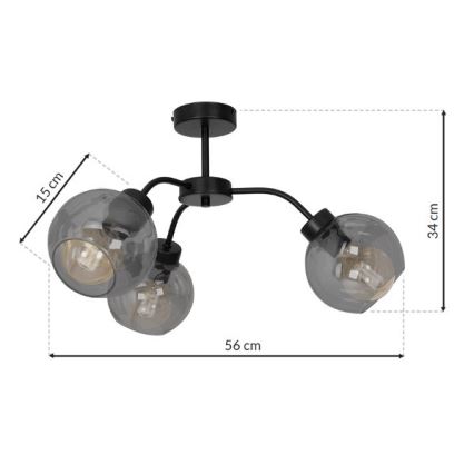 Nadgradni luster SOFIA 3xE27/60W/230V crno