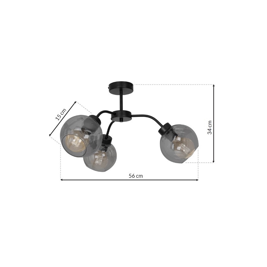 Nadgradni luster SOFIA 3xE27/60W/230V crno