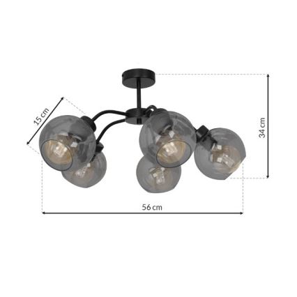 Nadgradni luster SOFIA 5xE27/60W/230V crno