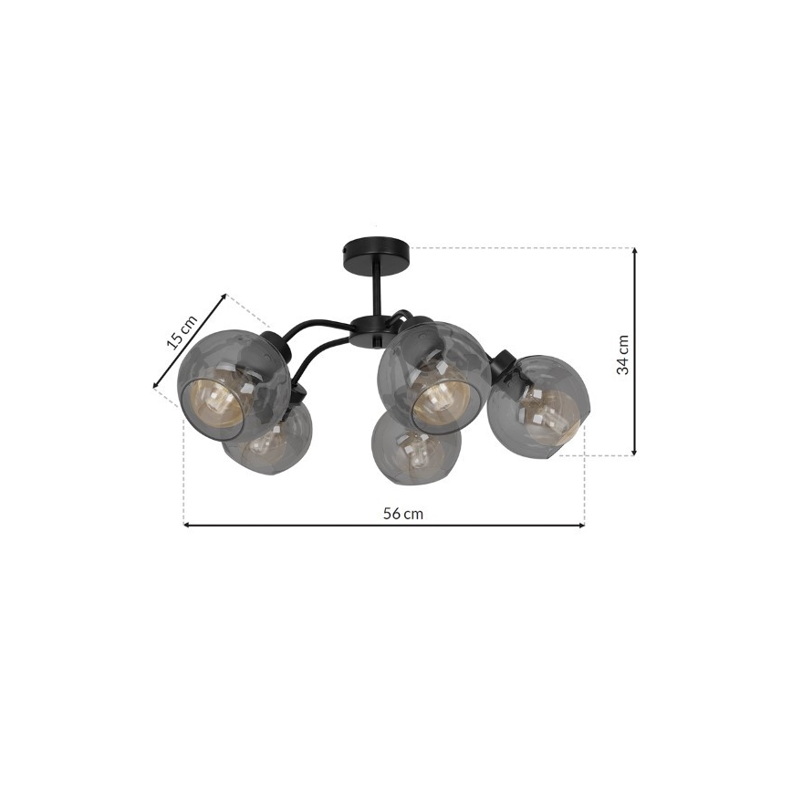 Nadgradni luster SOFIA 5xE27/60W/230V crno