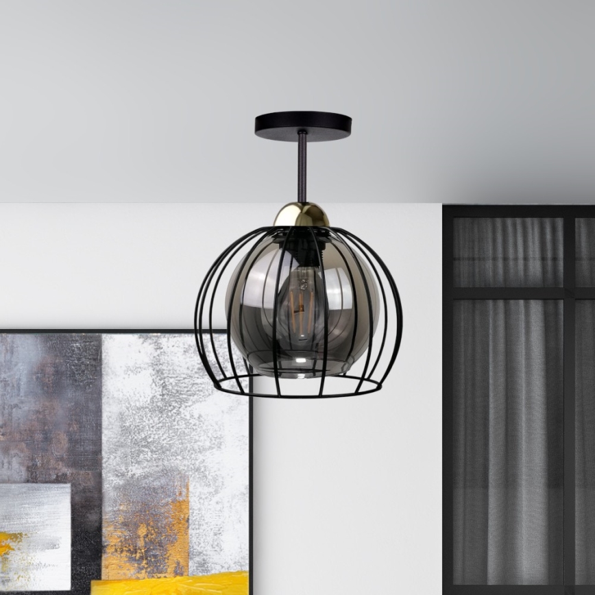 Nadgradni luster SOLO BLACK 1xE27/60W/230V crno/zlatna
