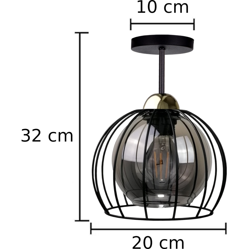 Nadgradni luster SOLO BLACK 1xE27/60W/230V crno/zlatna
