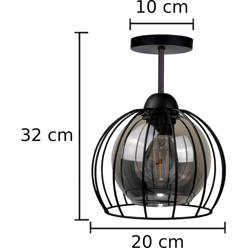 Nadgradni luster SOLO BLACK 1xE27/60W/230V crno/dimno