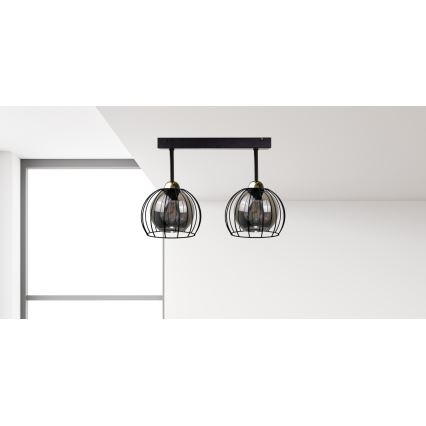 Nadgradni luster SOLO BLACK 2xE27/60W/230V crno/zlatna