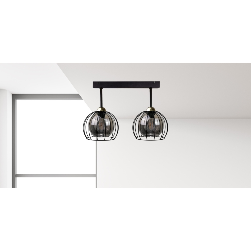 Nadgradni luster SOLO BLACK 2xE27/60W/230V crno/zlatna
