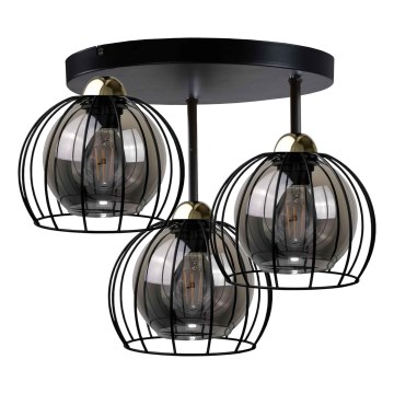 Nadgradni luster SOLO BLACK 3xE27/60W/230V pr. 30 cm crno/zlatna