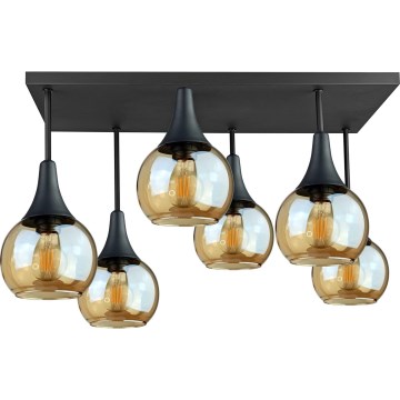 Nadgradni luster SOMA 6xE27/60W/230V crno/dimno bež