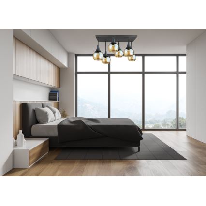 Nadgradni luster SOMA 6xE27/60W/230V crno/dimno bež