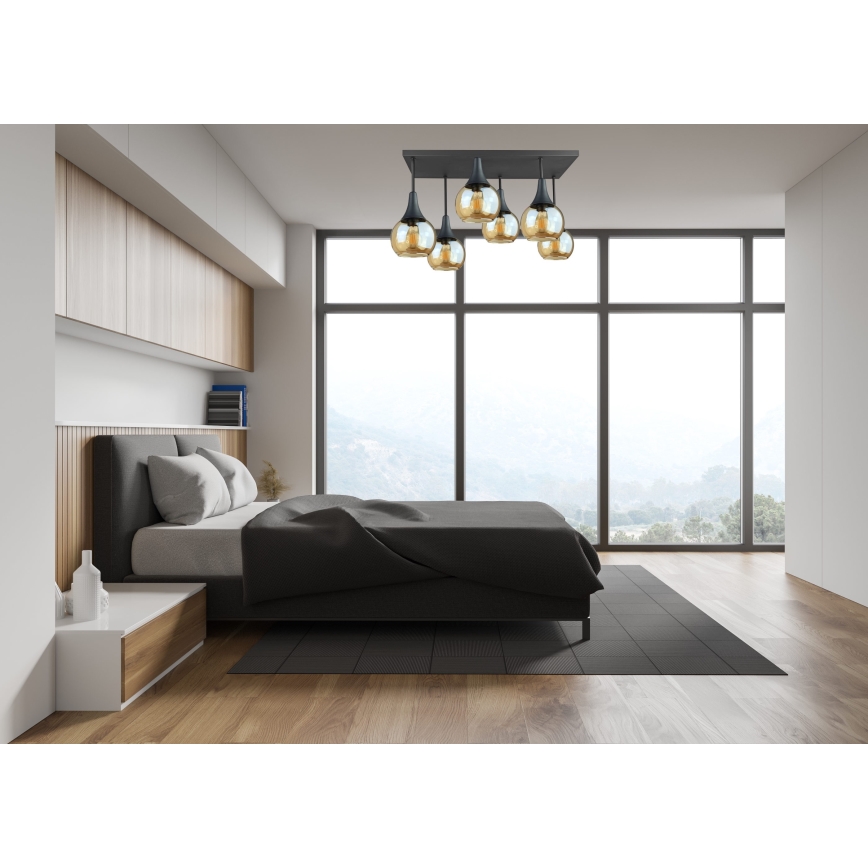 Nadgradni luster SOMA 6xE27/60W/230V crno/dimno bež