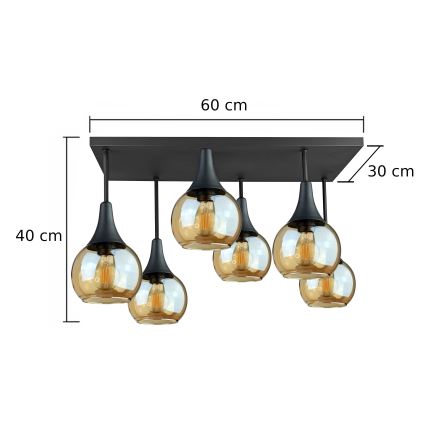 Nadgradni luster SOMA 6xE27/60W/230V crno/dimno bež