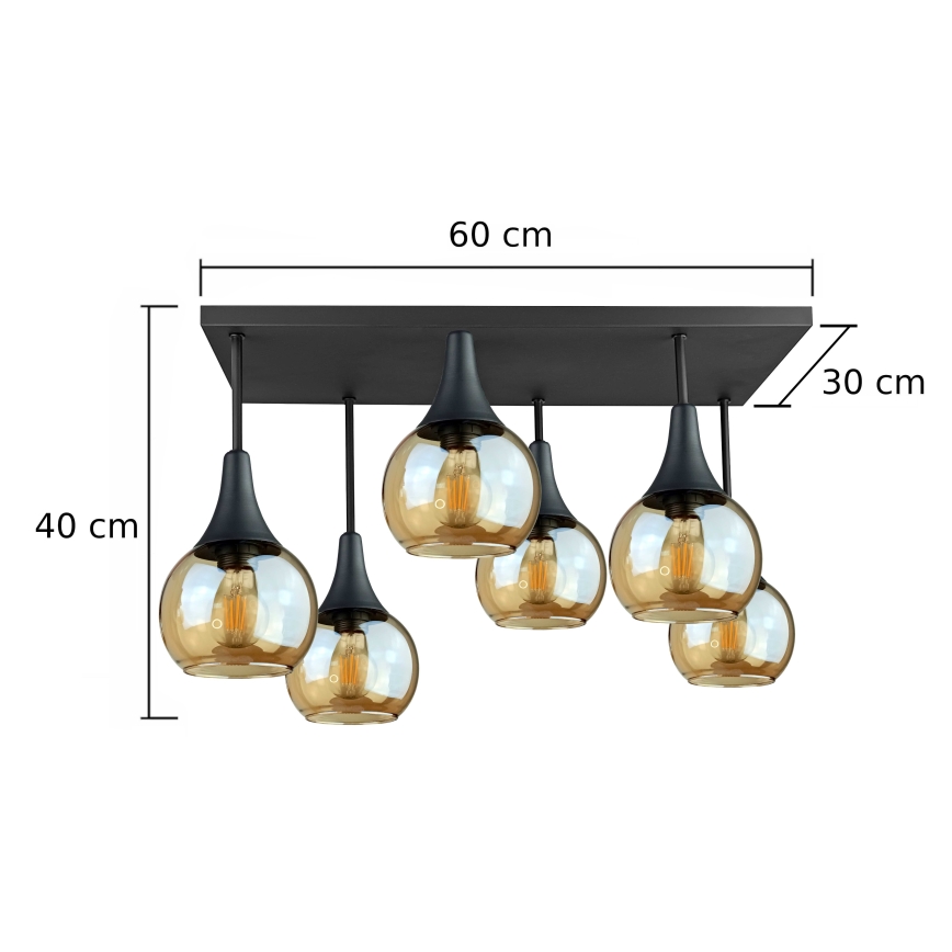 Nadgradni luster SOMA 6xE27/60W/230V crno/dimno bež
