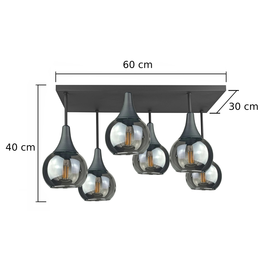 Nadgradni luster SOMA 6xE27/60W/230V crno/dimno crno