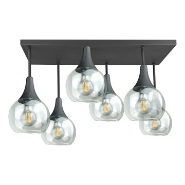 Nadgradni luster SOMA 6xE27/60W/230V crno/prozirna