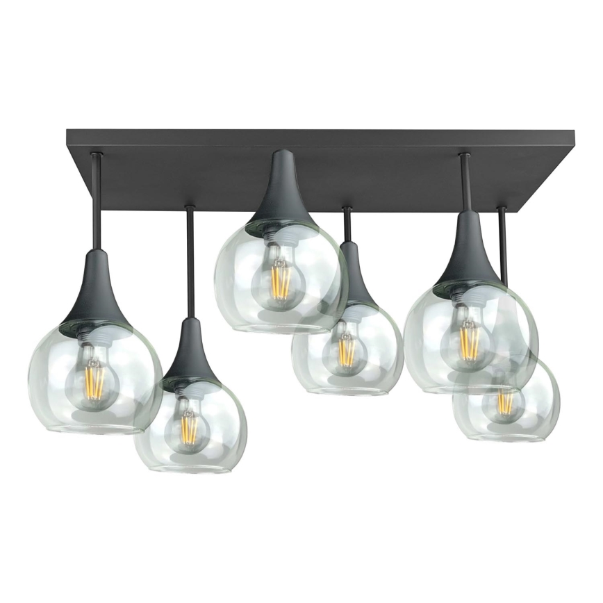 Nadgradni luster SOMA 6xE27/60W/230V crno/prozirna