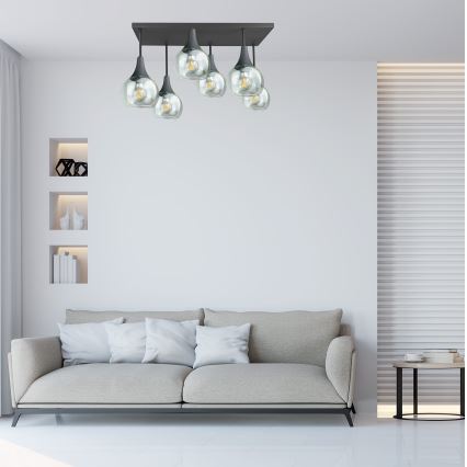 Nadgradni luster SOMA 6xE27/60W/230V crno/prozirna
