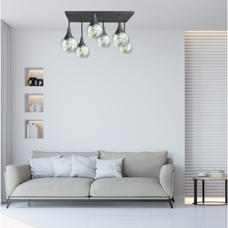 Nadgradni luster SOMA 6xE27/60W/230V crno/prozirna