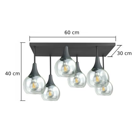 Nadgradni luster SOMA 6xE27/60W/230V crno/prozirna