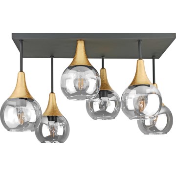 Nadgradni luster SOMA 6xE27/60W/230V crno/zlatna/prozirna
