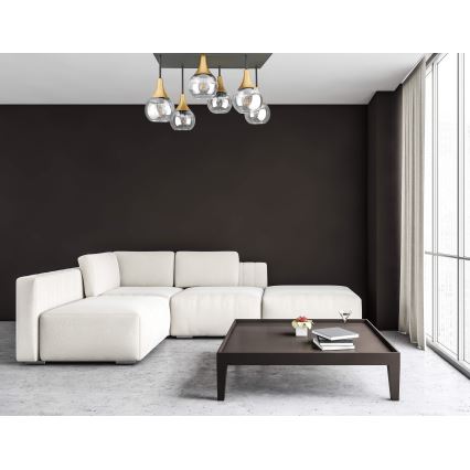 Nadgradni luster SOMA 6xE27/60W/230V crno/zlatna/prozirna