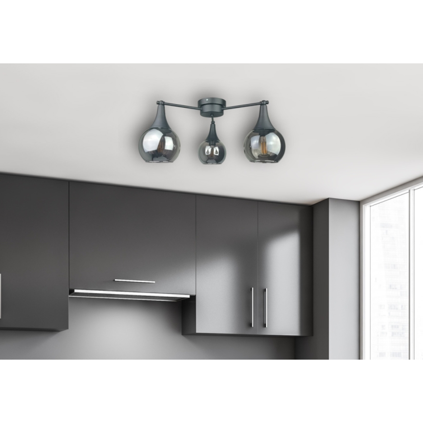 Nadgradni luster STAR 3xE27/60W/230V crno/dimno crno