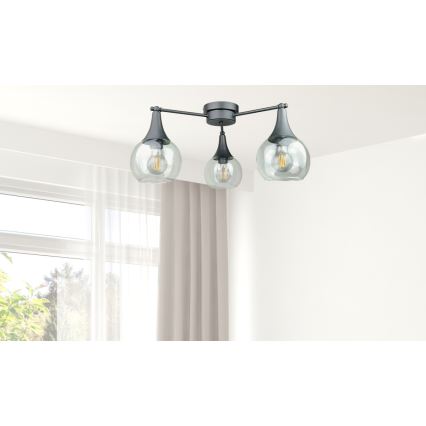Nadgradni luster STAR 3xE27/60W/230V crno/prozirna