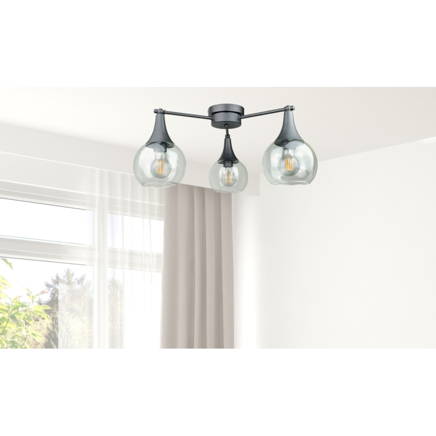 Nadgradni luster STAR 3xE27/60W/230V crno/prozirna