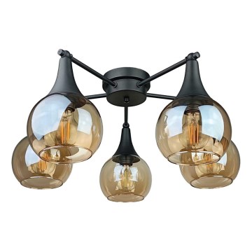 Nadgradni luster STAR 5xE27/60W/230V crno/dimno bež